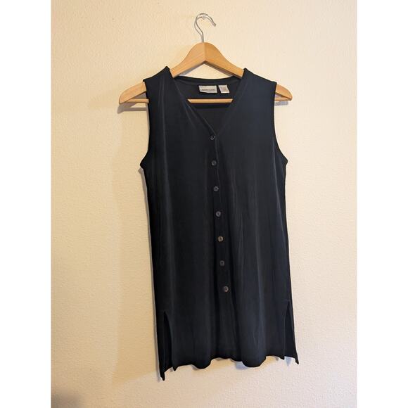 Chicos travelers black button down tank blouse size 0 - Picture 2 of 5